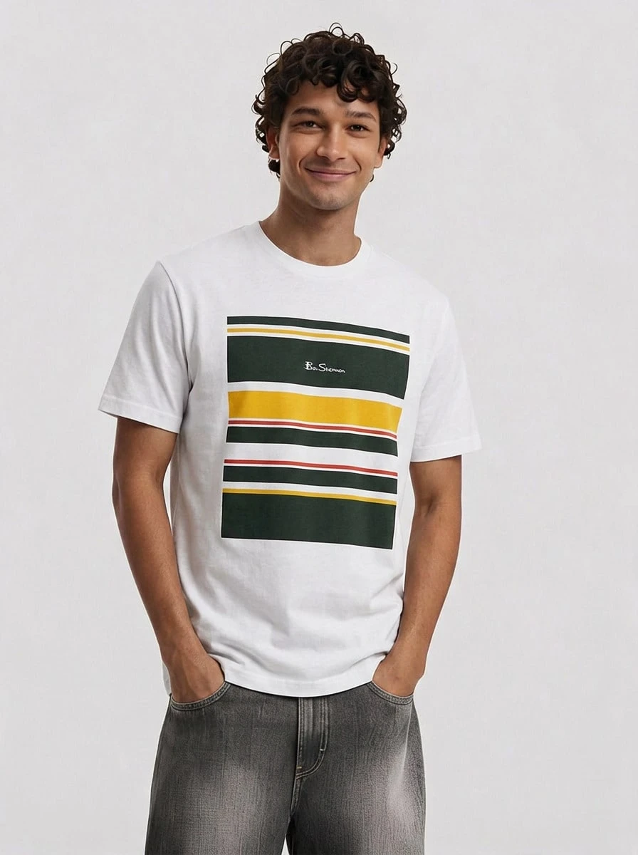 Ben Sherman Men's T-Shirts Comfortable Versatile Lightweight Outing Gym Home 65578 - White - View 1