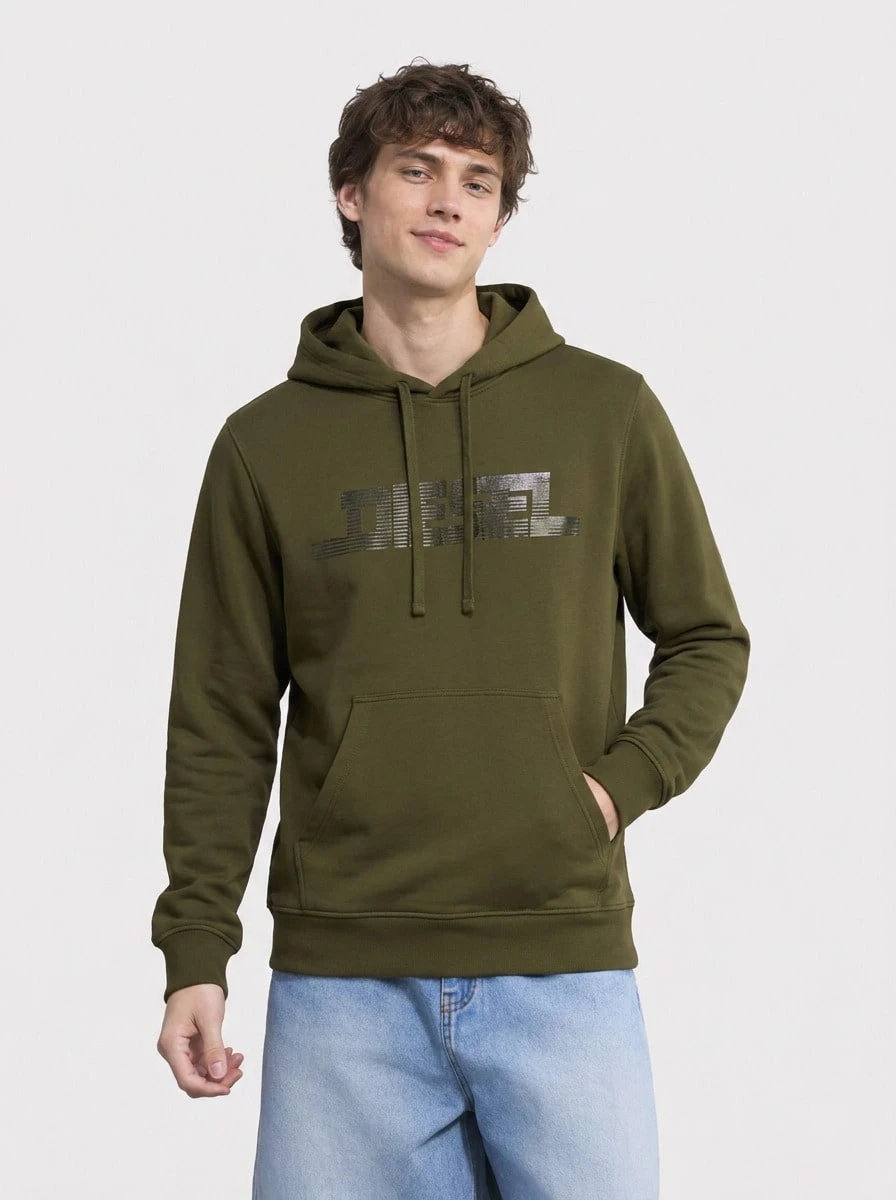 Diesel Men's Hoodies Classic Fit Comfortable Versatile Outing Sports Outdoor Green A16979-RIAJH-59U - 綠色 - 查看 1