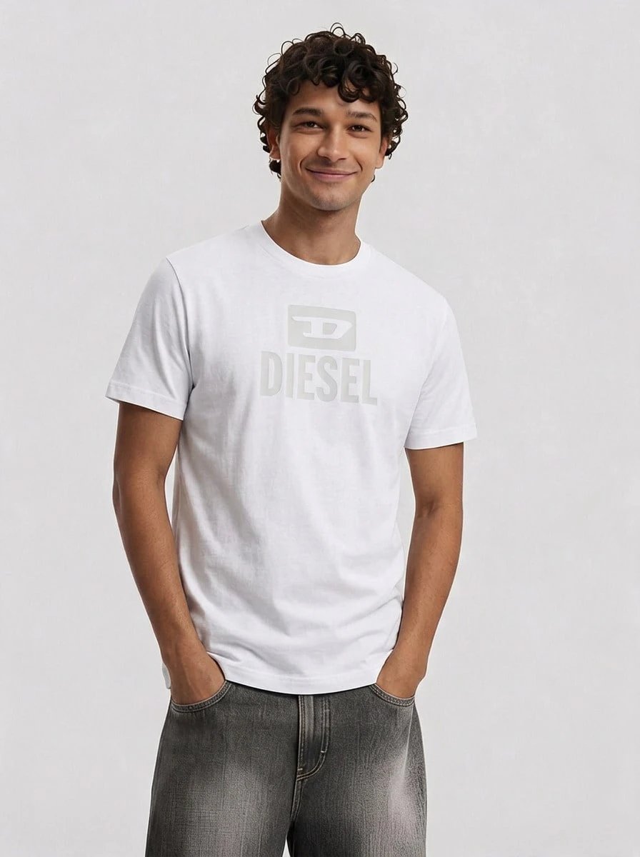 Diesel Men's T-Shirts Classic Fit Quick-Dry Skin-Friendly Weekend Sports Outdoor White A09753-RPATI-100 - White - View 1