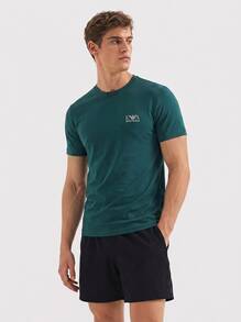 Armani Men's T-Shirts Comfortable Versatile Lightweight Sports Outdoor Training Blue EM001849-AF10778-MB108 - Armani Blue/Pine - 查看 1