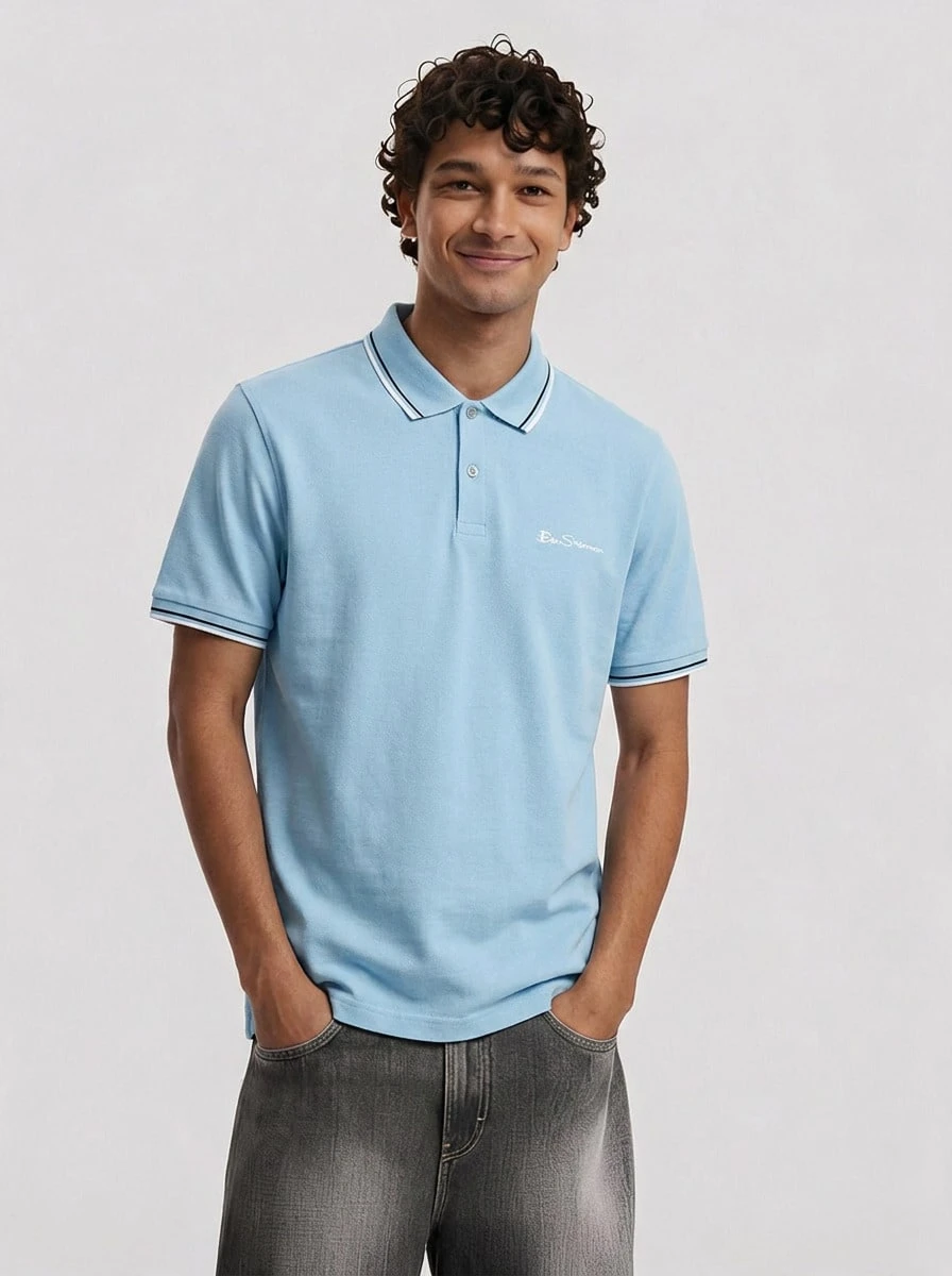 Ben Sherman Men Polo Shirts - Light Blue - View 1