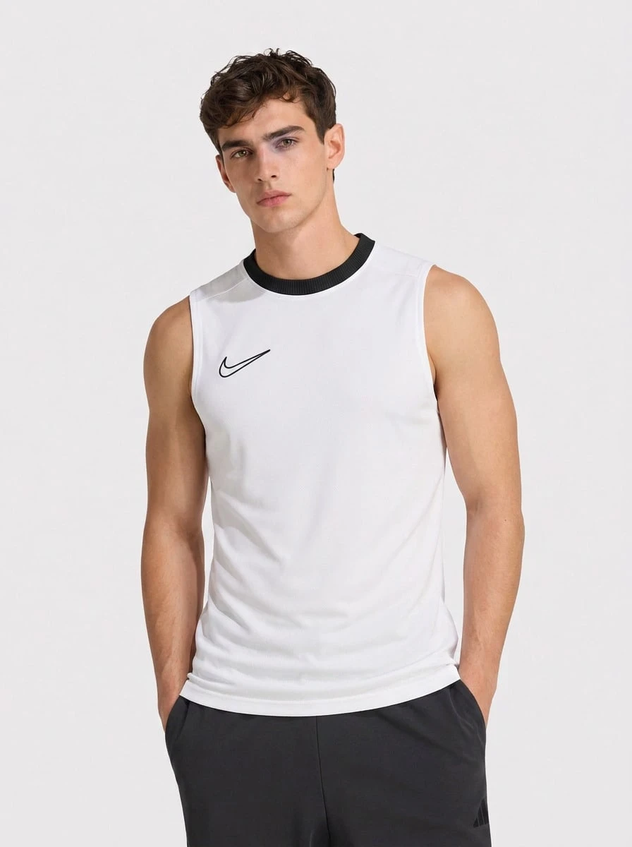 Nike Men's Sports Tees & Tanks Classic Fit Quick-Dry Skin-Friendly School Casual Outing White FZ9747-100 - Blanco y Negro - Ver 1