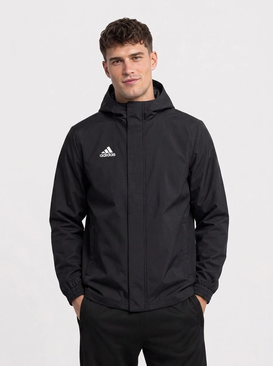 Adidas معطف رجالي للطقس السيئ 22 إنترادا باللون الأسود - الأسود - مشاهدة 1