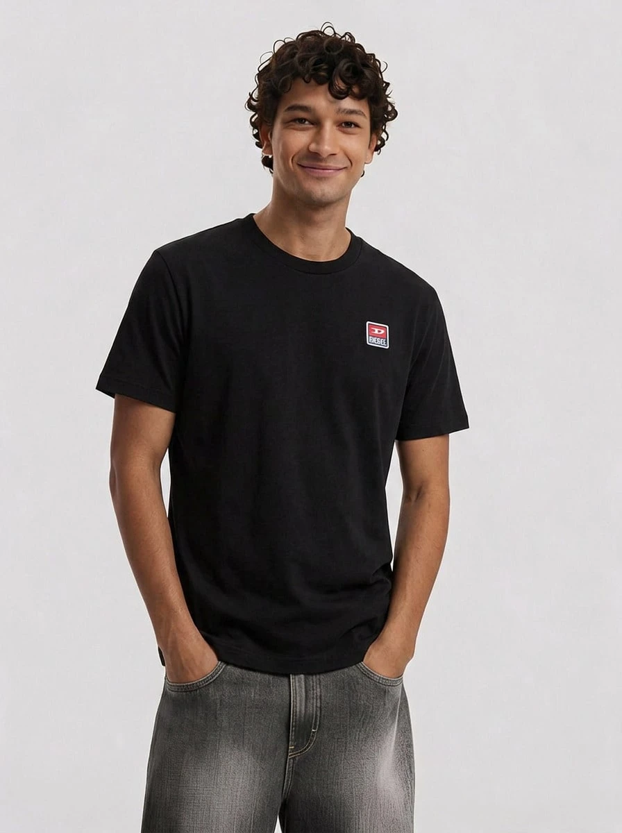 Diesel Men's T-Shirts Stretchy Soft Durable Sports Outdoor Training Black A17135RPHIX-900 - Black - View 1