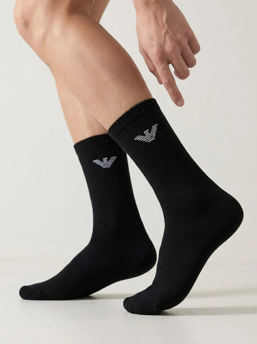 Armani 3Pk Men's Crew Socks - 黑色 - 查看 1