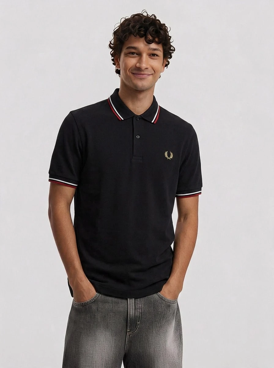 Fred Perry 男士黑色 Polo 衫 - 黑色 - 查看 1