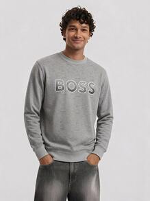 Hugo Boss Sudadera casual de cuello redondo, manga larga, corte holgado y versátil para hombre - 059-Pastel claro-gris - Ver 1