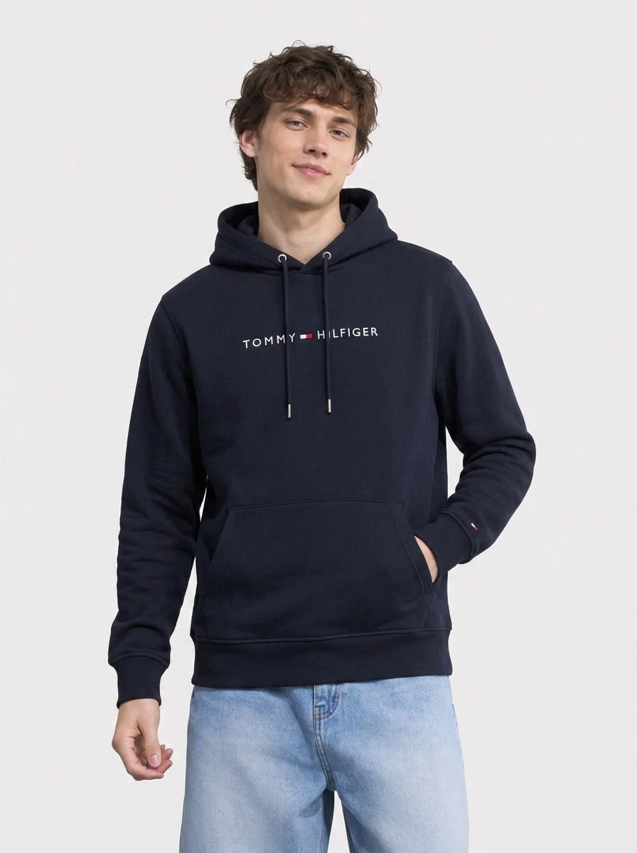 Tommy Hilfiger Men's Hoodies Soft Fleece-Lined Warm Going Out Sports Outdoor Blue UM0UM03665-DW5 - Desert Sky - 查看 1