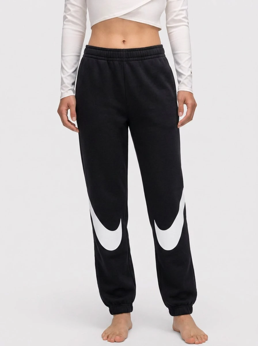 Nike Sportswear Women's Mid-Rise Joggers Black - Black/White - Ver 1