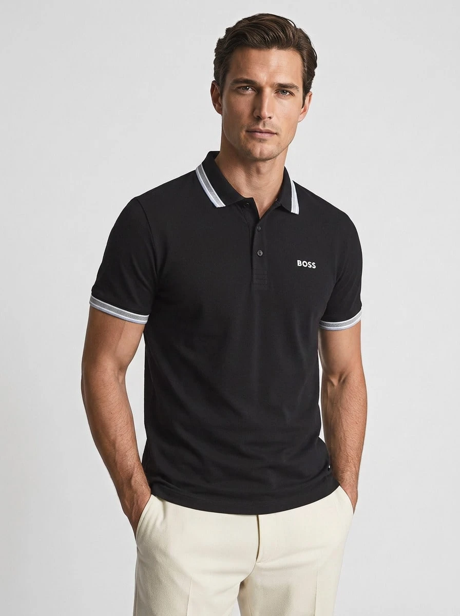 Hugo Boss 男士休闲条纹短袖 Polo 衫 - 409深藍色 - 查看 1