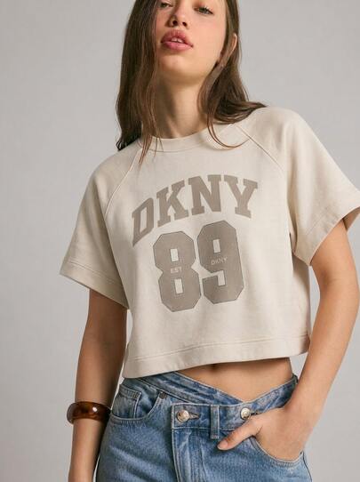 DKNY Women's Pullover Tops Beige