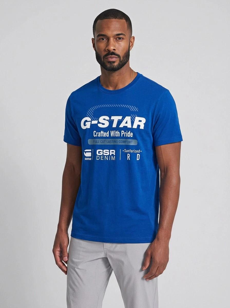 G-Star Men's T-Shirts Comfortable Versatile Lightweight Daily Weekend Sports D23714-336-1822 - Blue - View 1