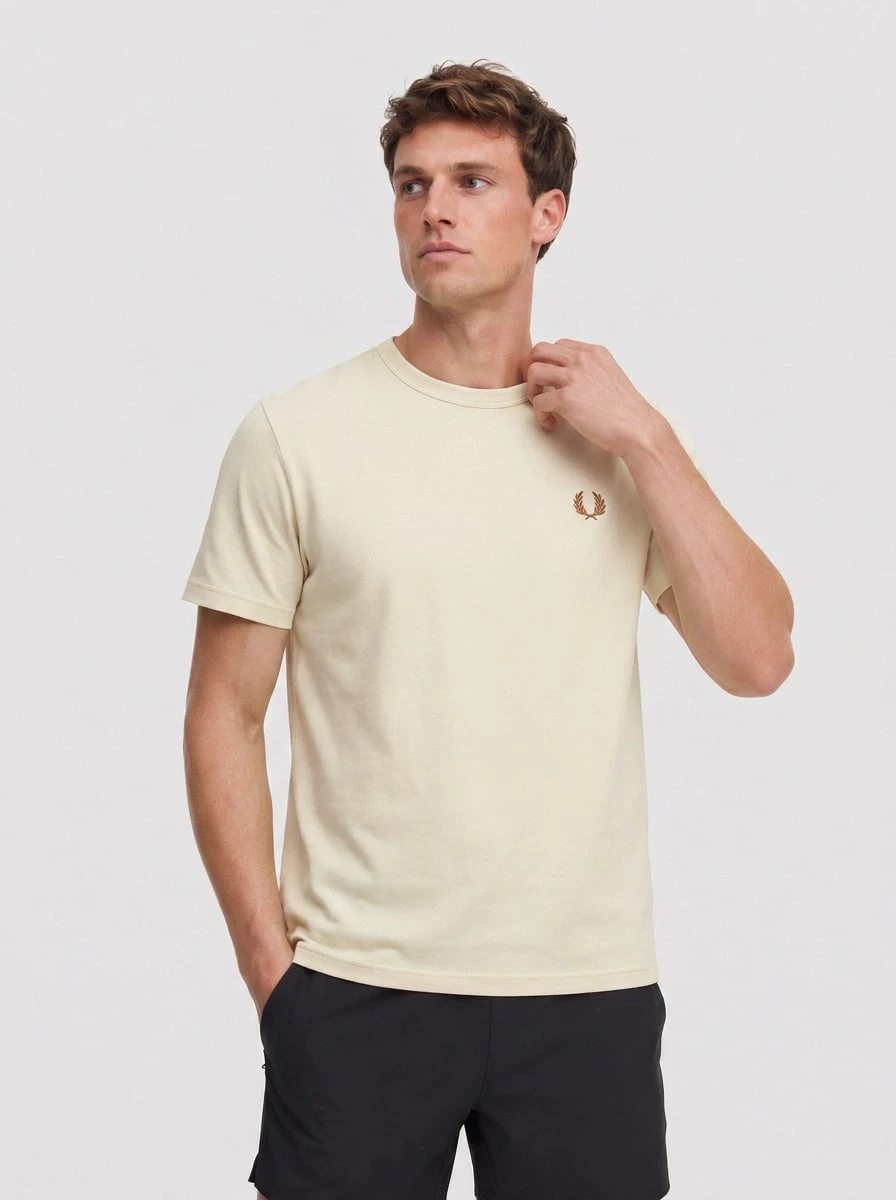 Fred Perry Men's Comfortable Versatile Lightweight Gym Home Travel Beige M1600-W69 - 麥片 - 查看 1