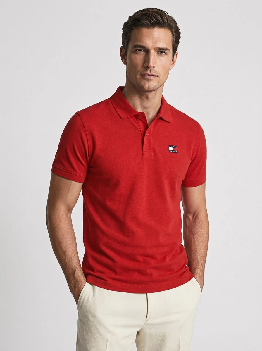 Tommy Hilfiger TJM REG 徽章 POLO 衫 - 紅色 - 查看 1