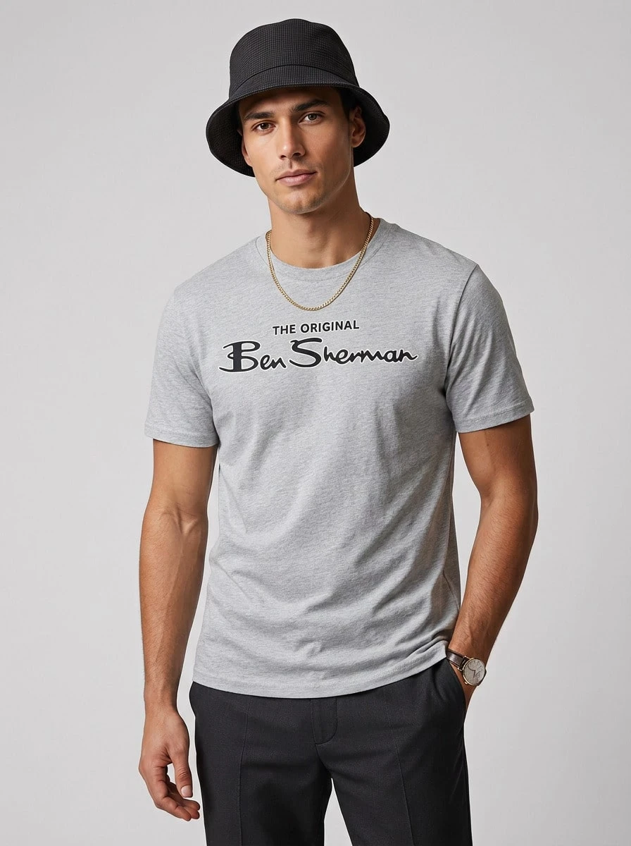 Ben Sherman Men's camiseta Grey - Gris - Ver 1
