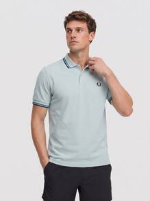 FRED PERRY POLO MC TWIN TIPPED - Light ice / cyber blue / midnight blue - View 1