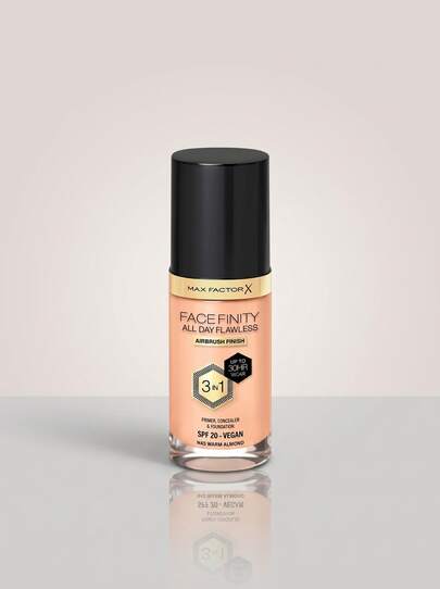 Max Factor Facefinity All Day Flawless 3 In 1 Vegan Foundation N45 Warm Almond 30 Ml – Foundation, 3-In-1, For Women, Warm Almond, SPF 20, Suitable For Daily Wear