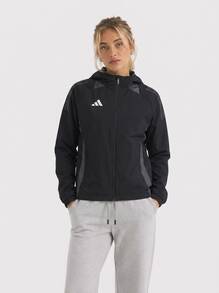 Adidas جاكيت منافسة للنساء مقاوم للطقس 24 تيرو باللون الأسود - الأسود - مشاهدة 1
