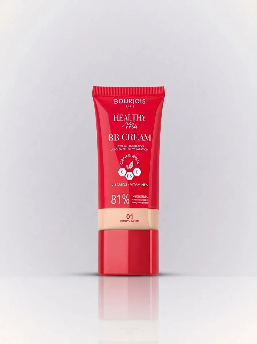 Bourjois Healthy Mix Clean & Vegan BB Cream 01 Ivory 30 Ml – Vitamin C E B5 Infused, 24H Hydration Boost, Lightweight Radiant Finish, Anti-Fatigue Formula For Brightening, Daily Facial Makeup For Dull Skin, Smooth Complexion Enhancer - 01 Ivory - 查看 1