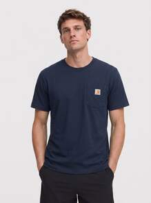 Carhartt قميص تي شيرت رجالي بجيب، أزرق داكن - الأزرق - مشاهدة 1