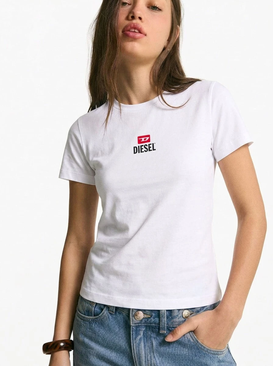 Diesel Women's T-shirts White - Blanco - Ver 1