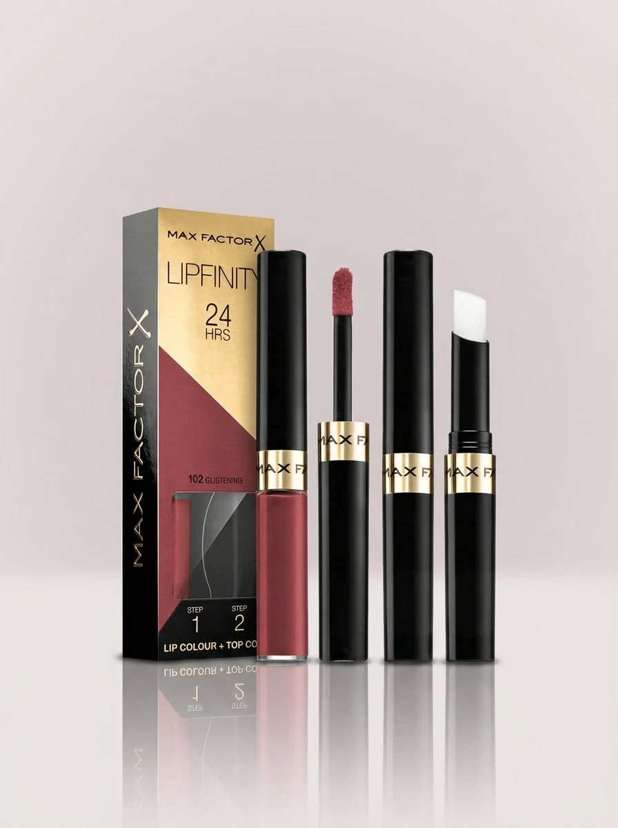 Max Factor Lipfinity Liquid Lipstick 102 Glistening Duo Set – Liquid Lipstick, 24-Hour Long Wear, For Women, 102 Glistening, Suitable For Daily Wear - 102 Glistening - View 1