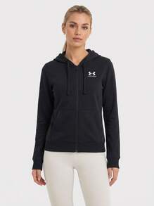Under Armour Rival 女款全拉链连帽衫（黑色） - Black /  / White - 查看 1