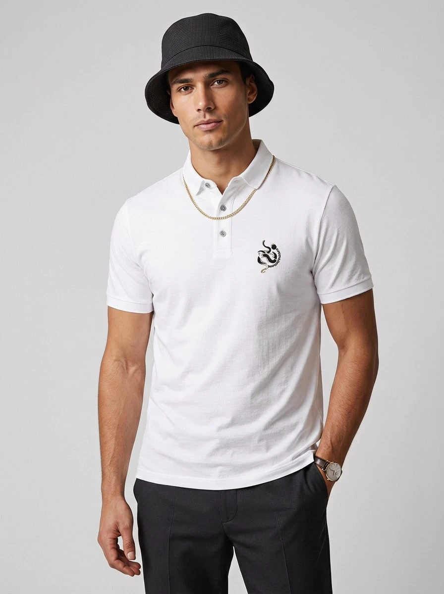 Emporio Armani Men's Polo Shirts Breathable Stretchy Classic Fit School Business Casual Casual White EM001704AF10017M0130 - White - View 1