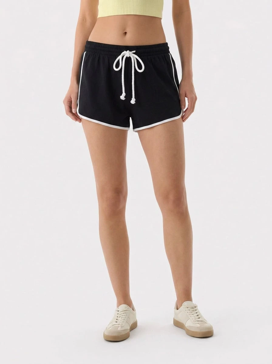 brave soul Running Shorts With Contrast Binding - 黑色 - 查看 1
