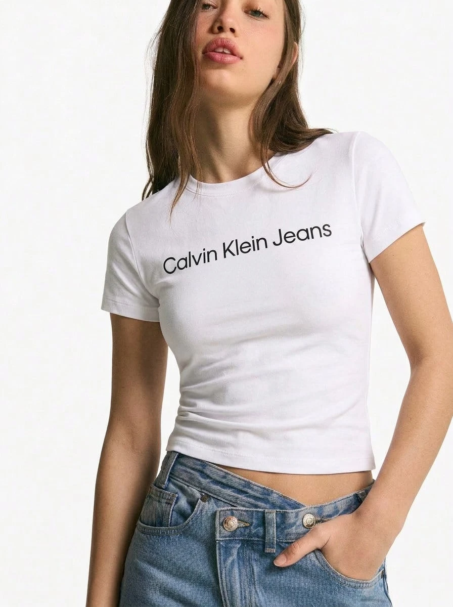 CALVIN KLEIN JEANS Women's Classic Fit Quick-Dry Skin-Friendly Vacation School Casual White J20J220253-YAF - 亮白色 - 查看 1