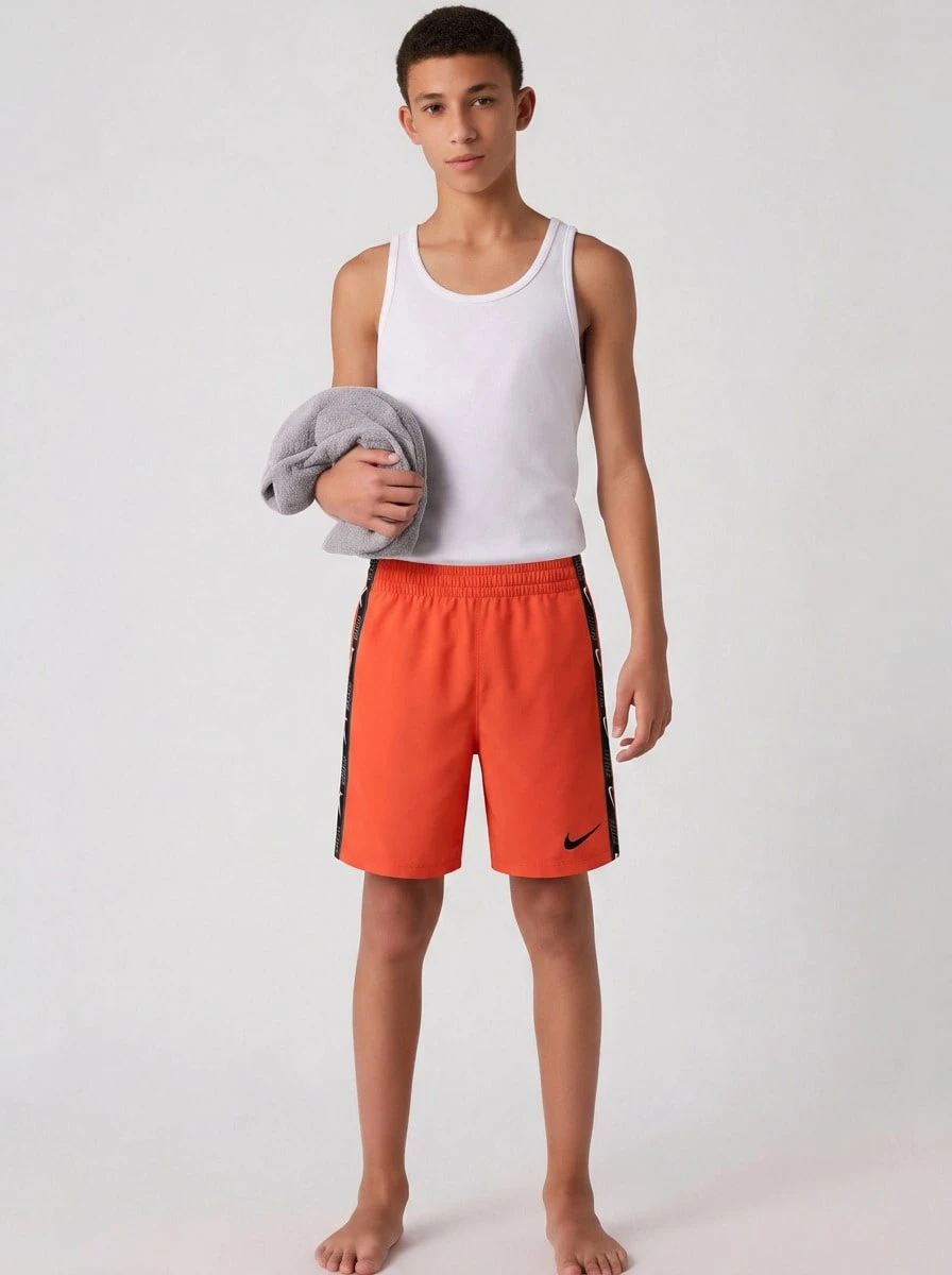 Nike Men's Elastic Chlorine-Resistant Stretchy Pool Beach Swimming Orange NESSD794-614 - Red - View 1