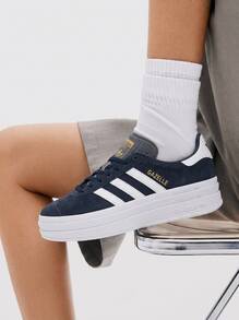 Adidas Gazelle Teen Sneakers Heritage Flexible Rubber Outsole Walking Outing Commuting White JQ7405 - 極光墨/雲白/金色金屬 - 查看 1