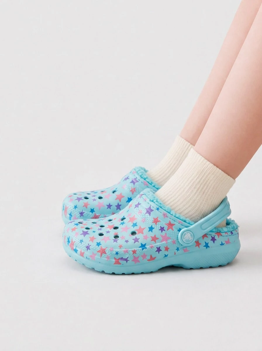 Crocs 经典印花内衬童鞋 - 冰藍 - 查看 1