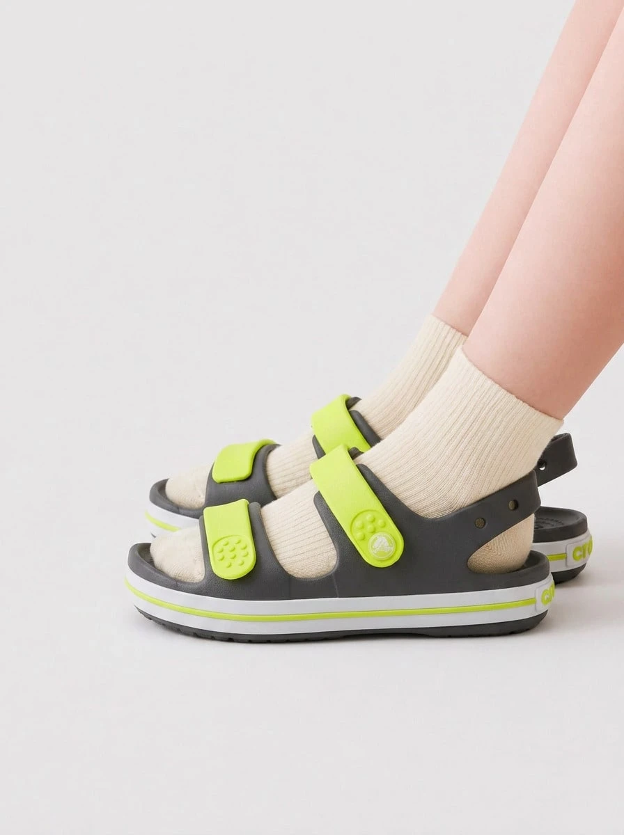 Crocs CLASSIC SANDAL Kids' Flat Sandals Waterproof Breathable Lightweight Travel Walking Summer 209424-1NJ - Grey - View 1