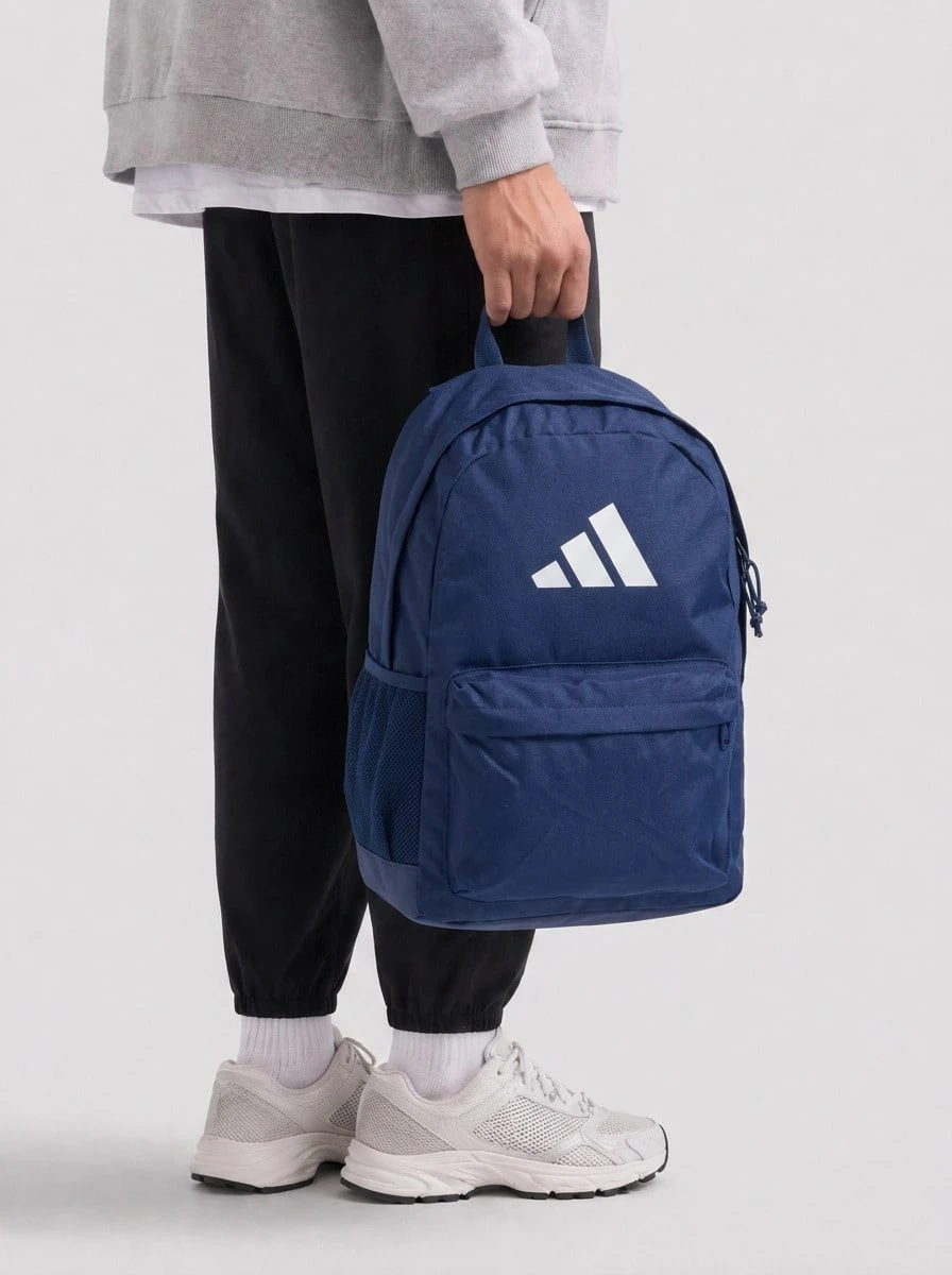 Adidas Classic 3 Bar Logo Women Backpack Dark Blue / White - Blue - View 1
