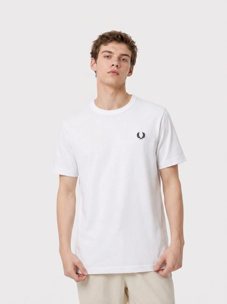 Fred Perry Men's Classic Fit Quick-Dry Skin-Friendly Casual Outing Gym White M3519-100 - 白色 - 查看 1