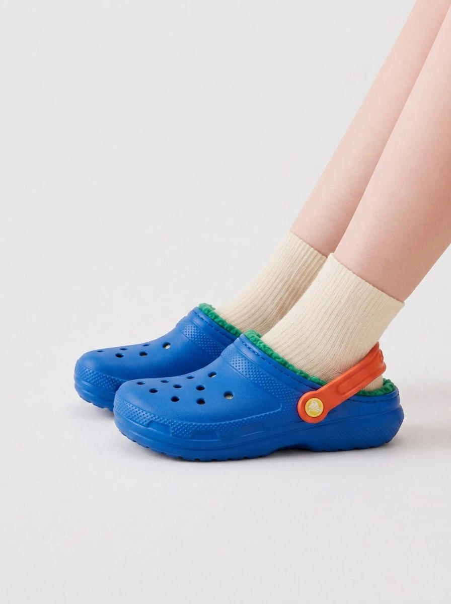Crocs Zuecos clásicos con forro tipo T BBA/Mlti - Azul bebé multicolor - Ver 1