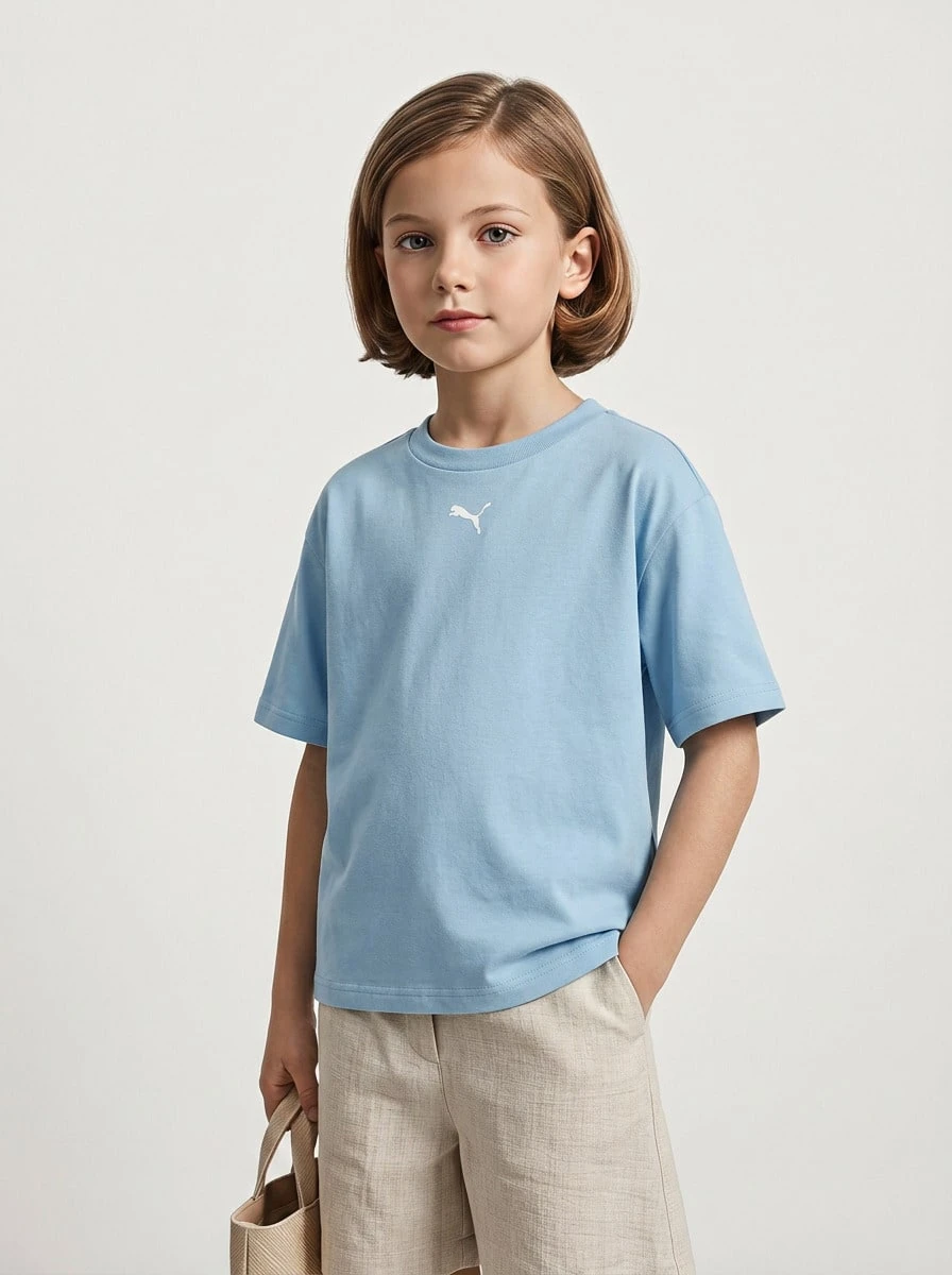 Puma Essentials Boxy Girls T-Shirt Blue - Blue - View 1