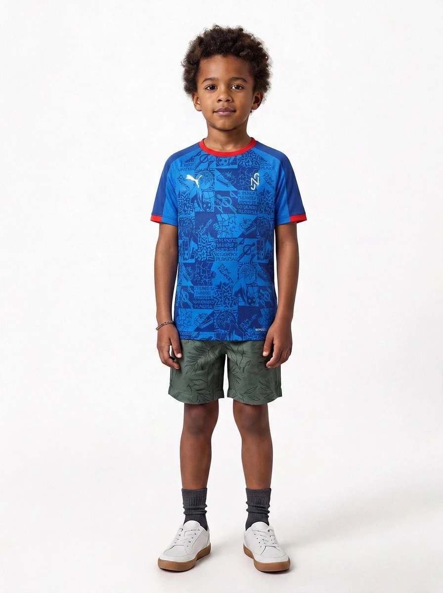 Puma Neymar Jr Playmaker Youth Short Sleeve Shirt Blue - Blue White - View 1
