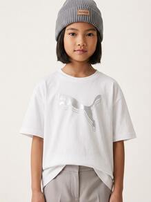 Puma 年轻女孩休闲 T 恤 - ESS METALLIC Tee G - 白色 - 查看 1