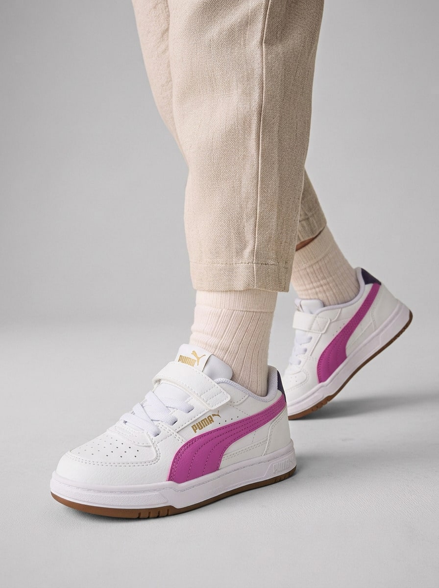 Puma حذاء رياضي للأطفال Caven III AC+Ps أبيض وردي 406239 10 - روز أحمر - مشاهدة 1
