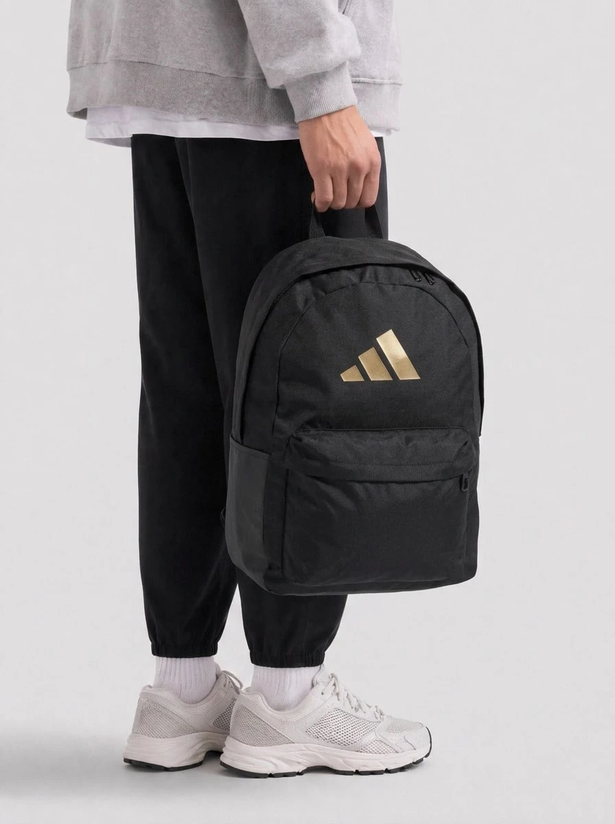 Adidas Classic 3 Bar Logo Women Backpack Black / Gold Metallic - Black / Gold Metallic - View 1