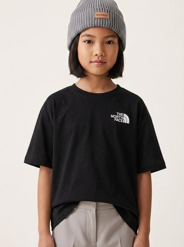 The North Face Graphic Tee Kids' Versatile Lightweight Easy To Match Weekend Sports Outdoor Black NF0A8DF2-JK31