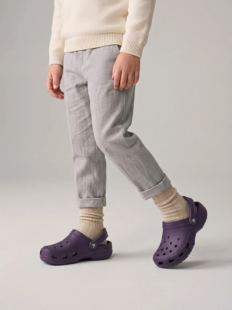 Crocs CLASSIC CLOG Kids' Clogs Breathable Durable Ergonomic Daily Weekend Beach 206991-5AS - Dark Iris - View 1