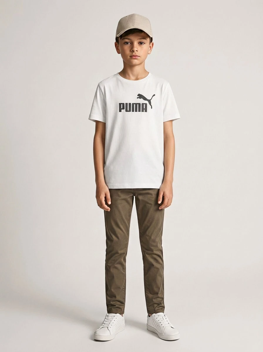 Puma ESS No 1 Logo Boys T-Shirt White - White - View 1
