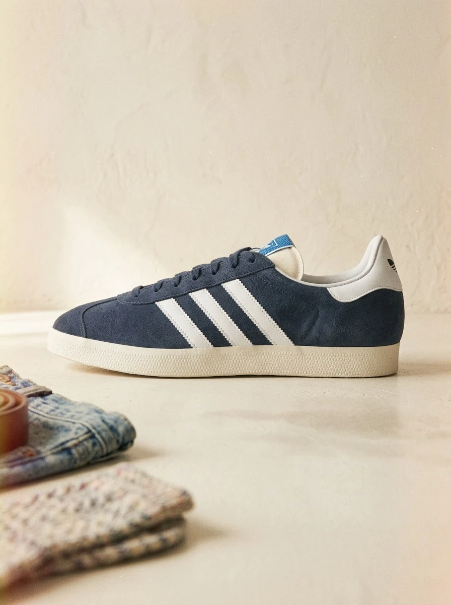 Adidas Gazelle 男款運動鞋 麂皮輕量透氣緩震 日常休閒 黑色 IG6212 - 藍白 - 查看 1