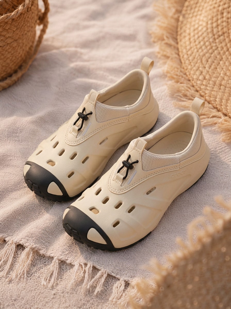 Crocs CLASSIC CLOG Women's Clogs Waterproof Slip-On Anti-Slip Vacation Travel Casual 209350-2Y2 - Ivory - View 1