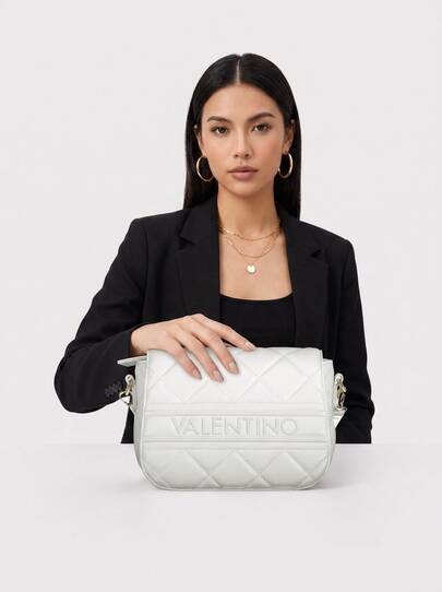 Valentino Bags Outdoor Sports Bags Zippered Spacious Premium Casual Outdoor School White VBS51O09-WHT