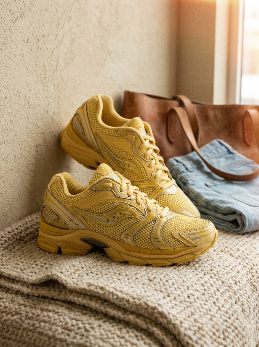 Saucony Progrid Low High 女款運動鞋，輕量透氣緩震，適合日常健身，黃色 S70817-2 - 黃色 - 查看 1