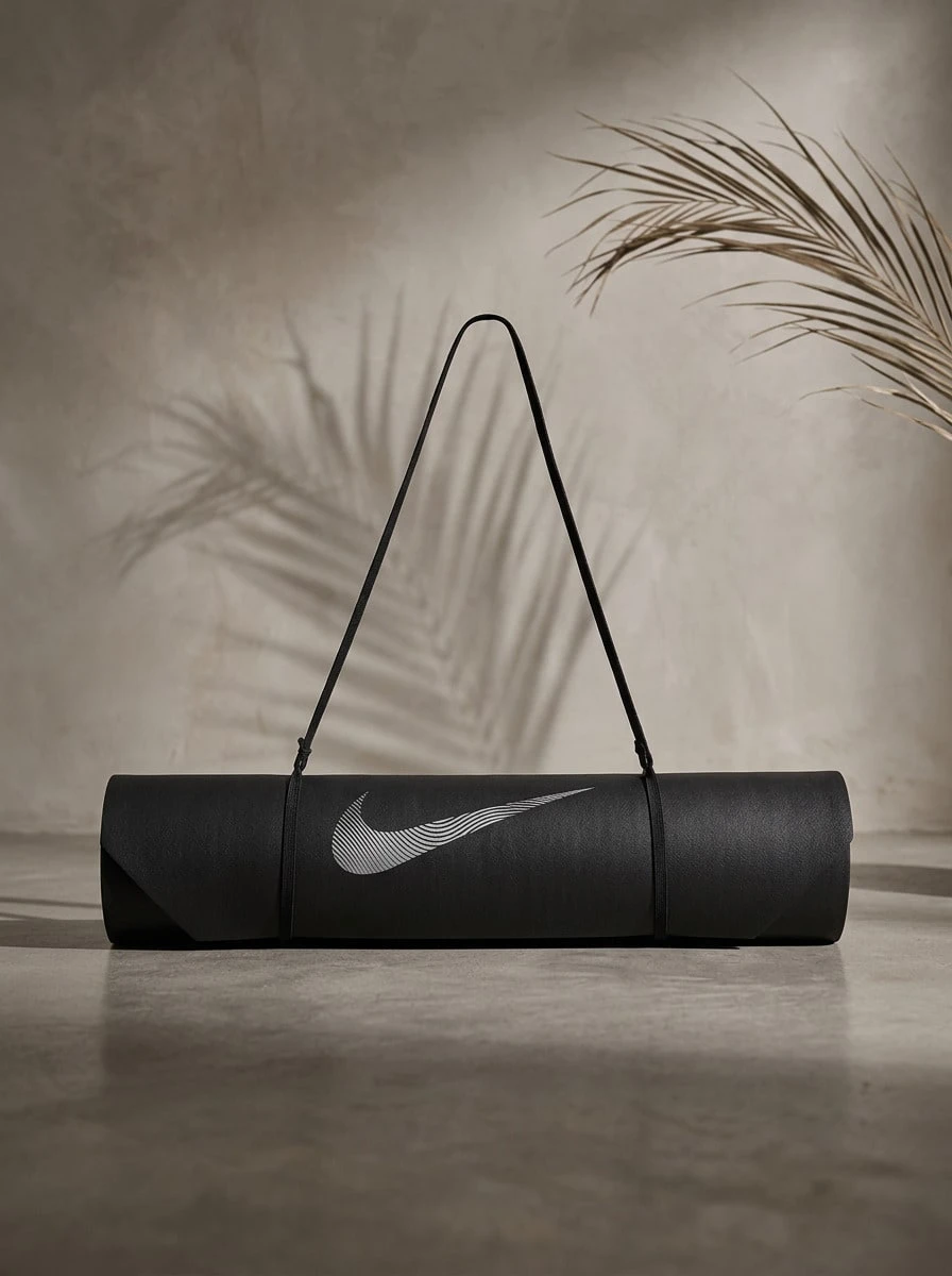 Nike Yoga Mat Non-Slip Lightweight Solid Easy To Clean Versatile Sports Training Unisex Black N.000.0006.010.NS - Black - View 1